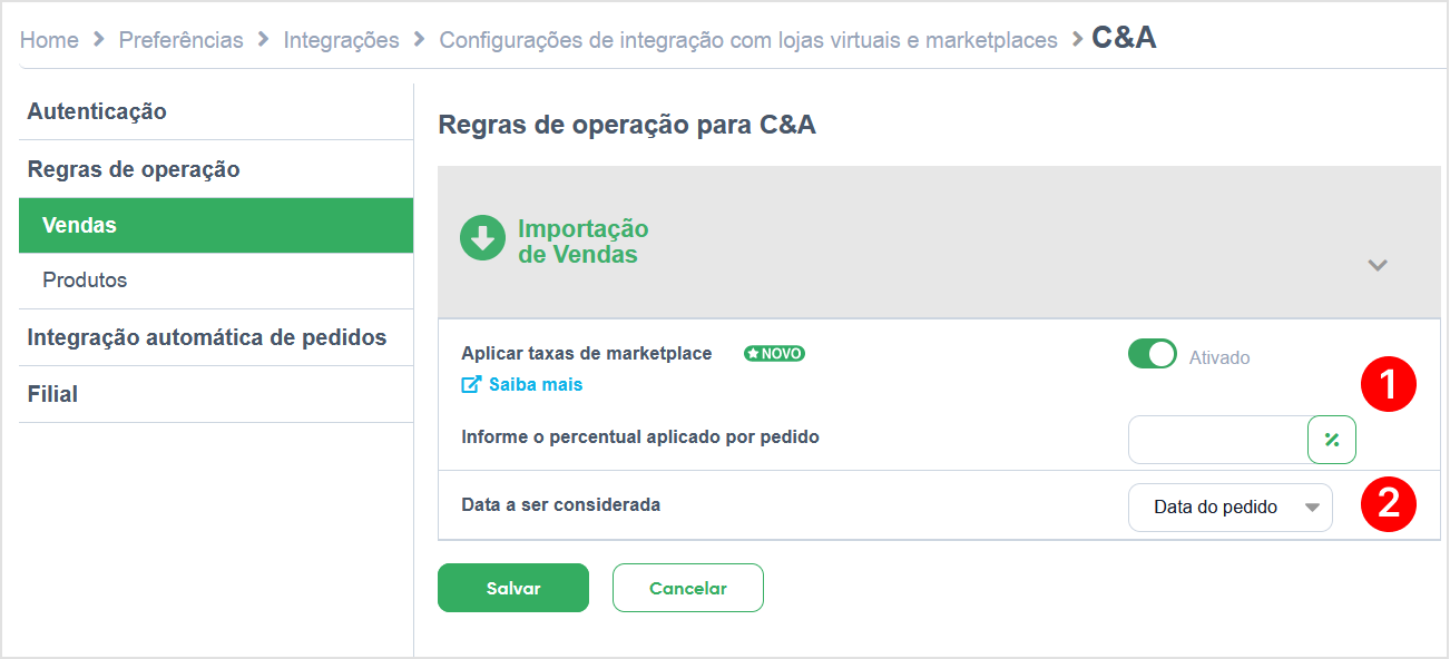 Exigências nos Marketplaces - C&A