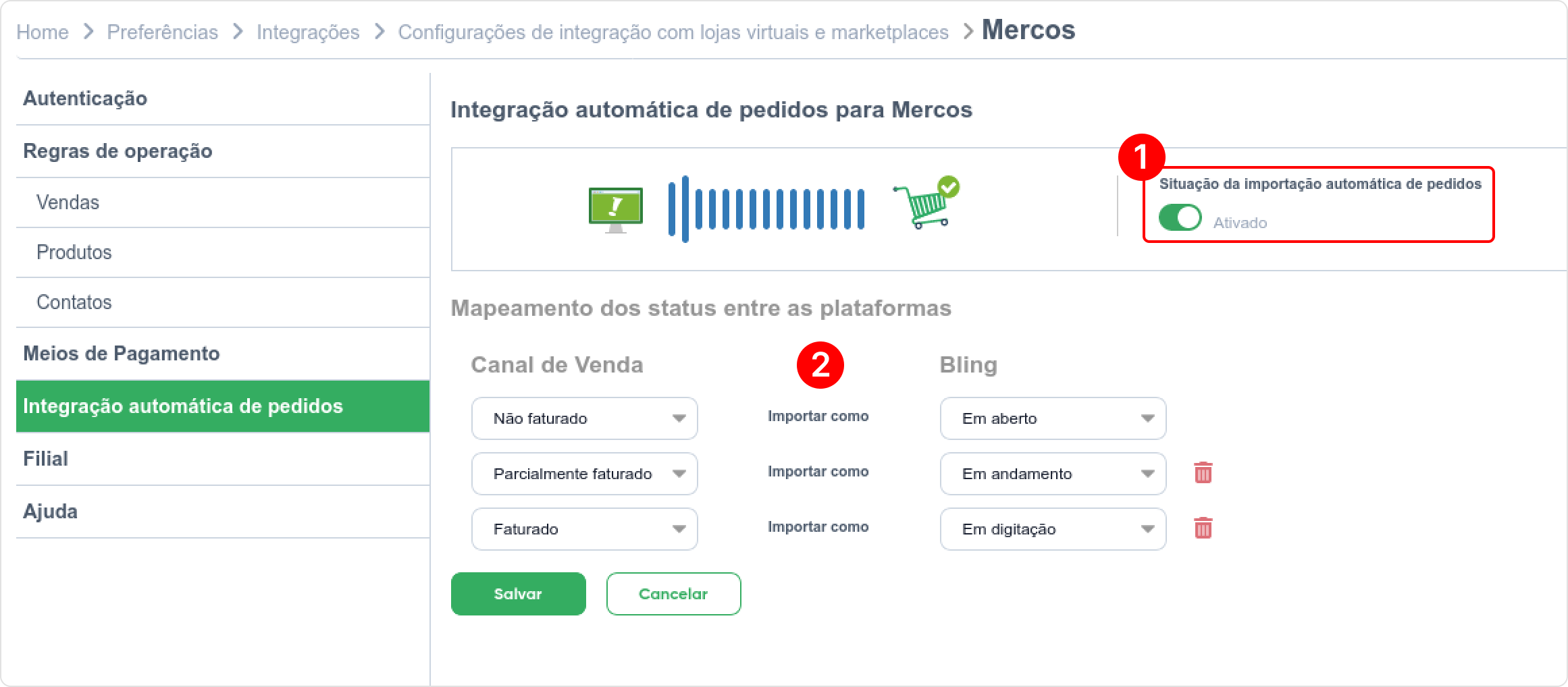 Configuração do Mercos – Bling!