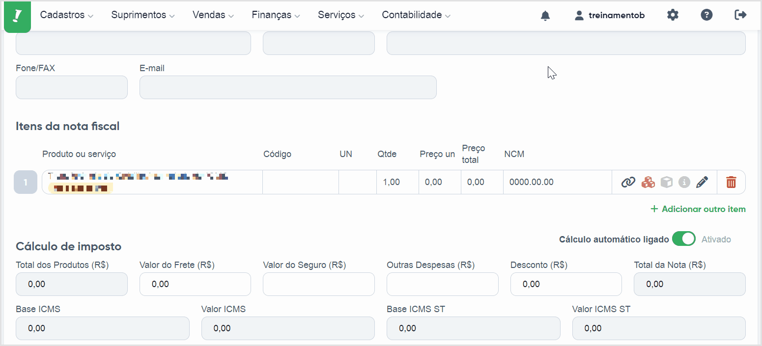 Como emitir uma nota de transferência de saldo credor – Bling!