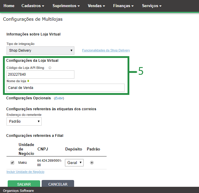 configurações iniciais ShopDelivery