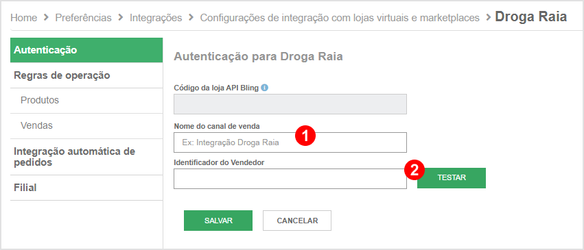 Configuração com a Droga Raia (Descontinuada) – Bling!