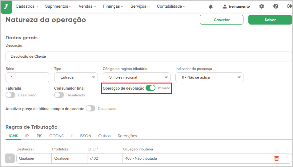 Rejeição 328 Cfop De Devolução De Mercadoria Para Nfe Que Não Tem Finalidade De Devolução De 8113