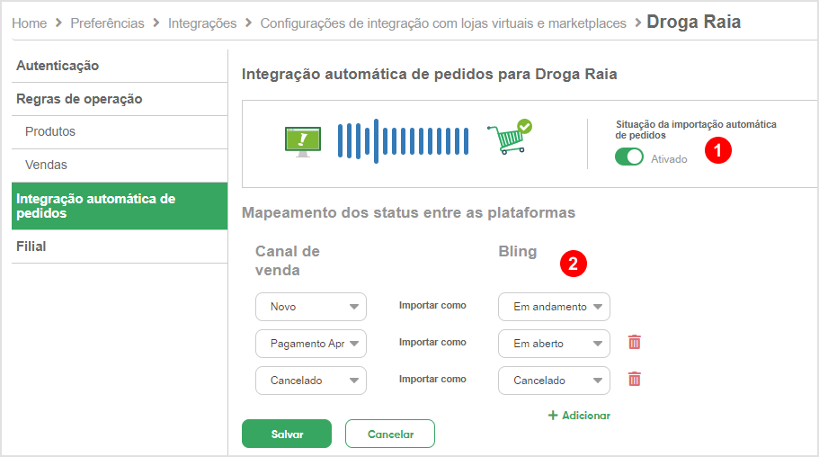 Configuração com a Droga Raia (Descontinuada) – Bling!