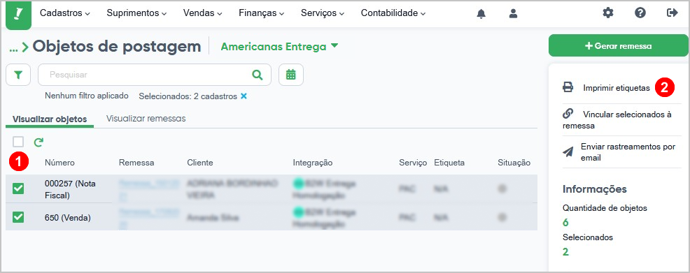 Imprimir As Etiquetas Da Logística Americanas Entrega Bling 6247