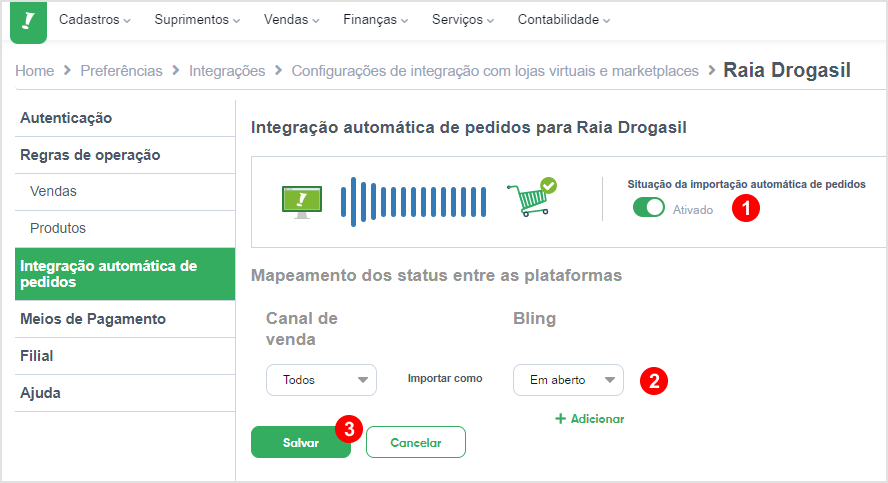 Configuração com a Droga Raia (Descontinuada) – Bling!